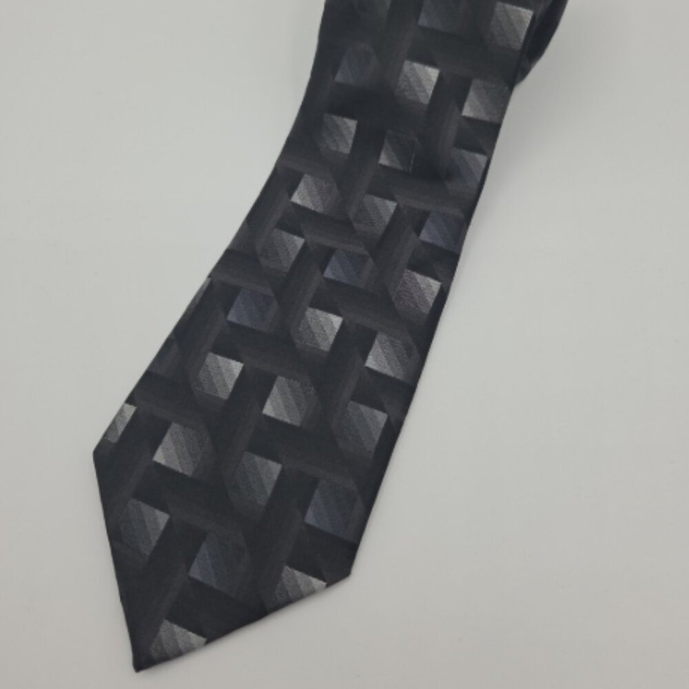 Arrow 100% Silk Tie NWT Black Gray Geometric